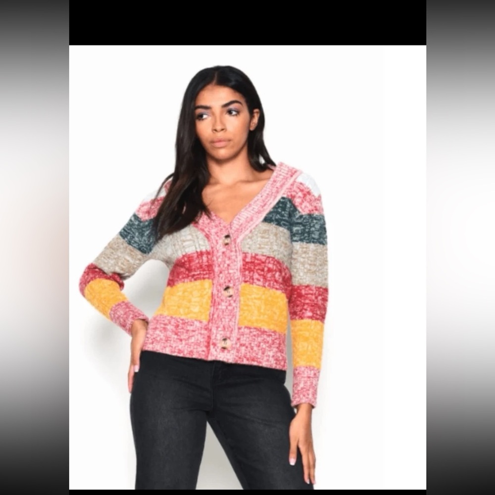 GLAMOROUS DARK RED MULTI MELANGE CARDIGAN
Size US 8 - Picture 7 of 12